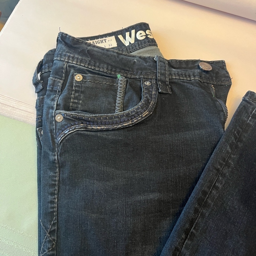 WESTERN BLUE STRAIGHT MEN’S JEANS SIZE 34X32 - Picture 10 of 10